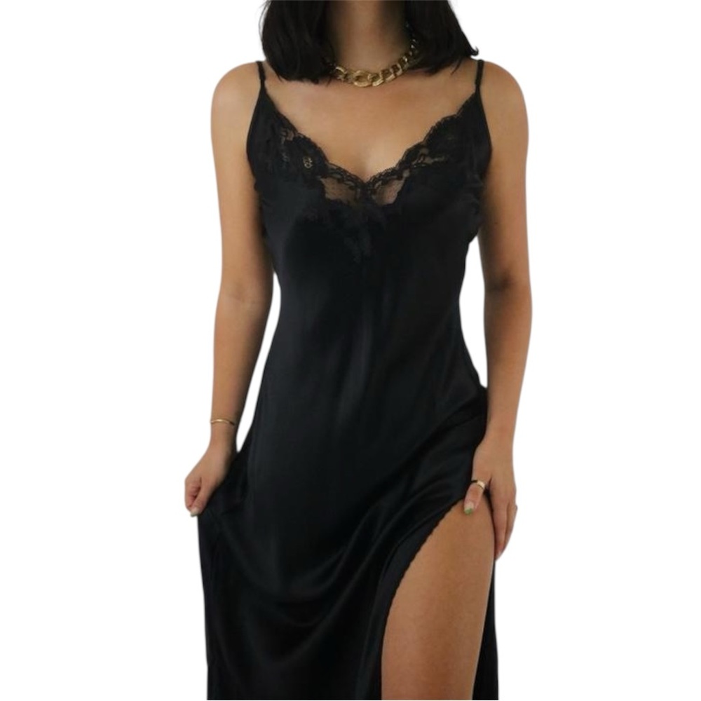 Victoria's Secret Satin Maxi Slip with Lace